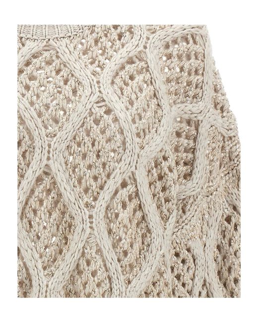 Brunello Cucinelli Natural Sequin Embellished Knitted Jumper