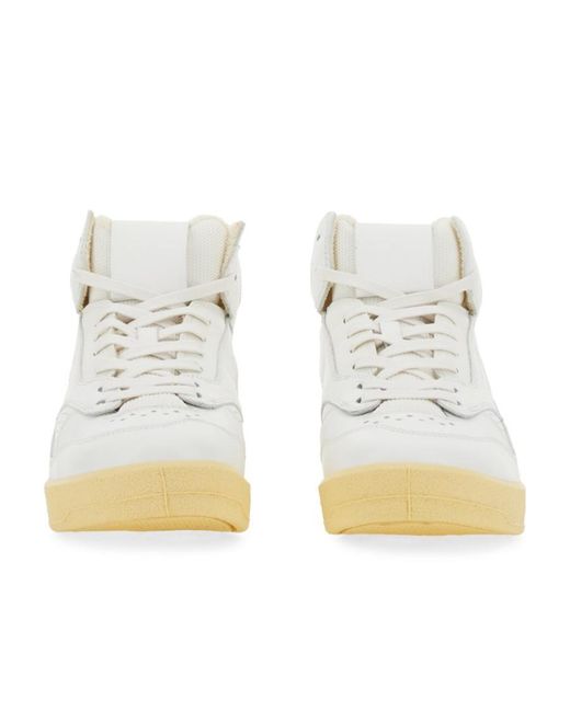 Jil Sander White Logo Embossed Mid-Top Sneakers