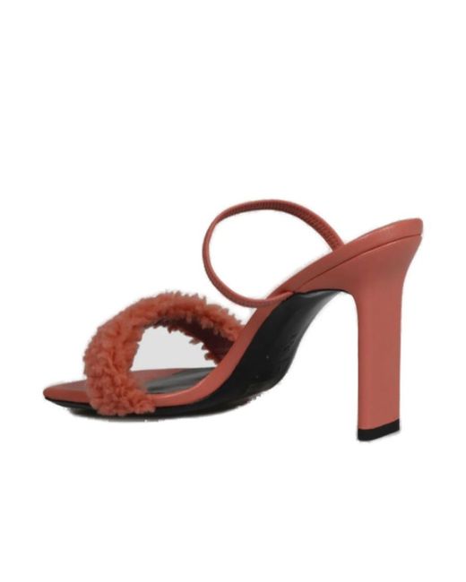 By Far Brown Ada Shearling-Strap Mules