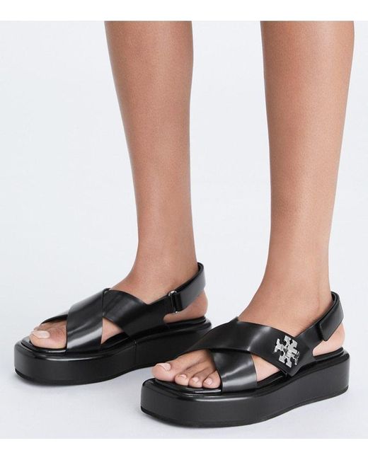 Tory Burch Black Turnlock Platform Sandals