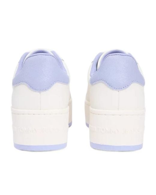 Tommy Hilfiger White Essential Logo Platform Trainers With Leather
