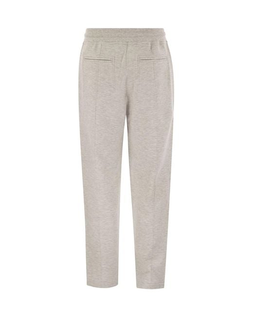 Brunello Cucinelli Gray Drawstring Fleece Trousers for men