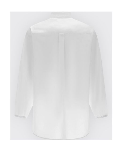 Herno White Logo Embroidered Long-Sleeved Shirt
