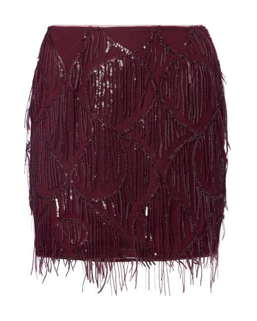 ROTATE BIRGER CHRISTENSEN Purple Sequined Tassel Skirt