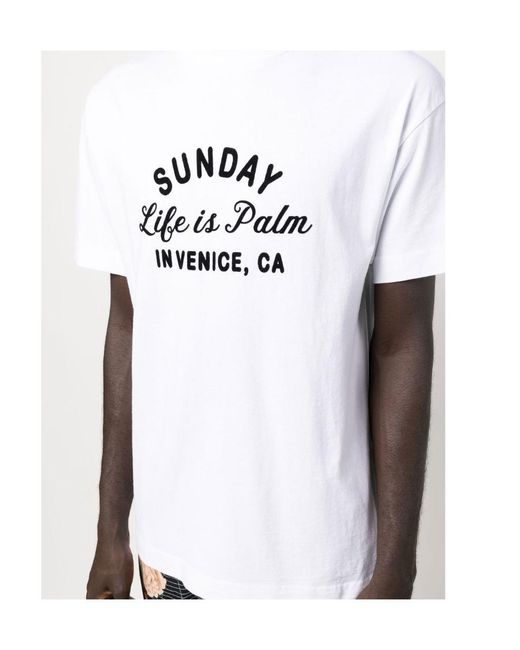 Palm Angels White Sunday Logo-Print T-Shirt for men