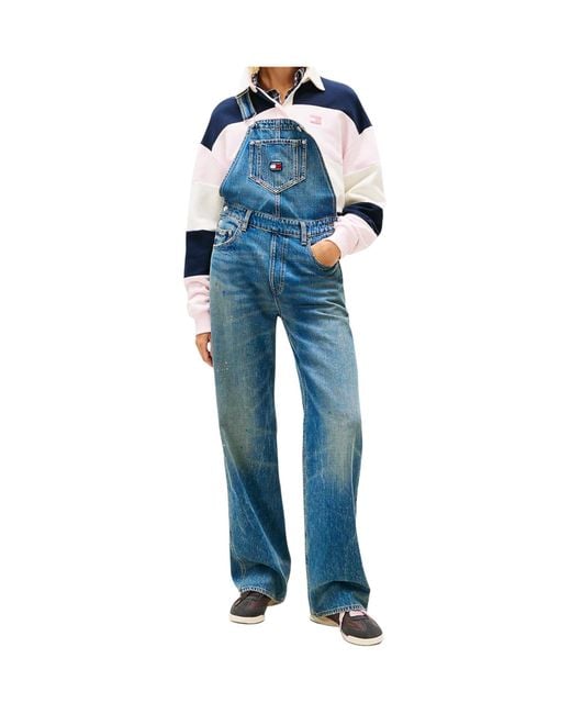 Tommy Hilfiger Blue Mia Relaxed Faded Denim Dungarees