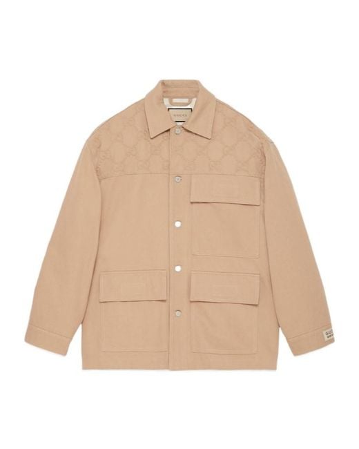 Gucci Natural Gg Detail Denim Jacket for men