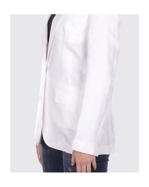 Ralph Lauren White Lauren V-Neck Single Breasted Jacket