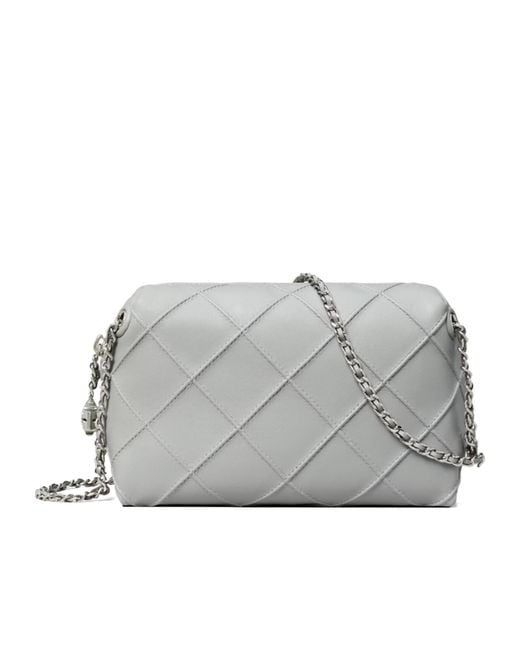 Tory Burch Gray Logo Charm Small Shoulder Bag