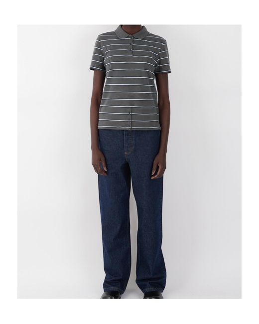Paloma Wool Blue Striped Short-Sleeved Polo Shirt