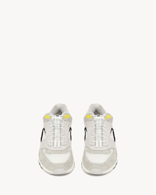 Saint Laurent White Leather-Trim Bump Sneakers for men