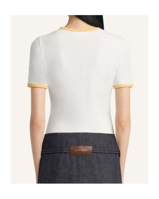 Courreges White Courrèges Contrast Trim Logo T-Shirt