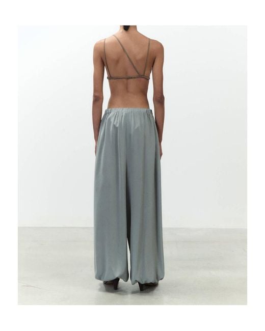 Alysi Gray Wide-Leg Drawstring Pants