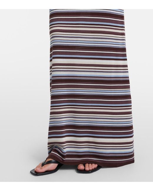 AYA MUSE Purple Knit Striped Midi Skirt