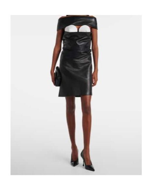 Jean Paul Gaultier Black Cutout Draped Leather Cocktail Dress