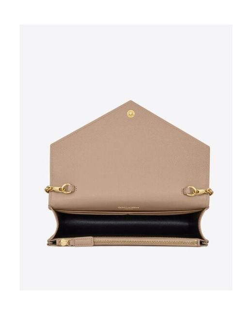 Saint Laurent White Cassandre Envelope Chain Wallet