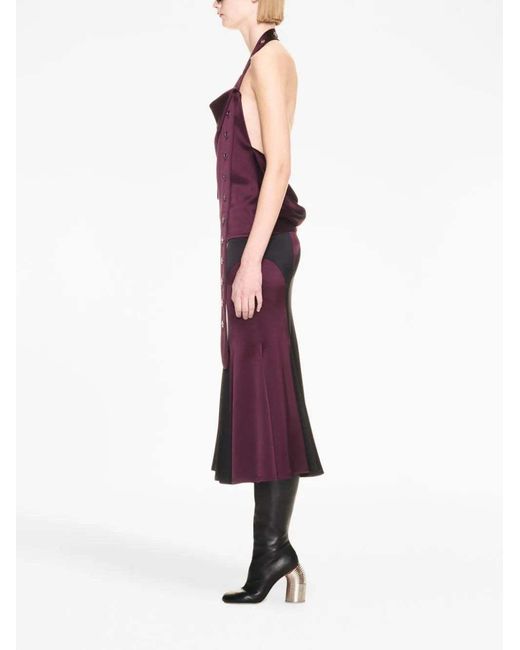 Off-White c/o Virgil Abloh Purple Pleated Satin Midi Skirt