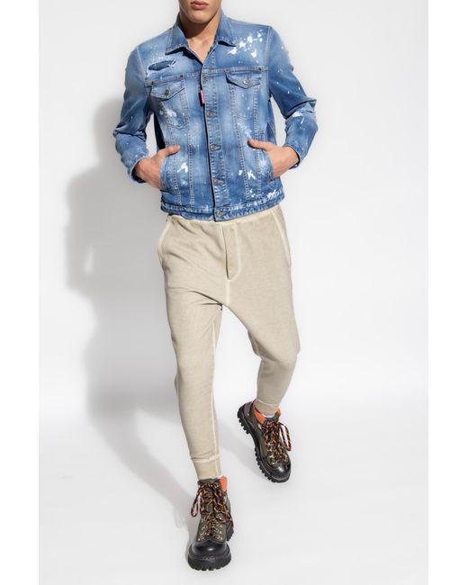 DSquared² Blue Dan Distressed Faded Effect Denim Jacket for men
