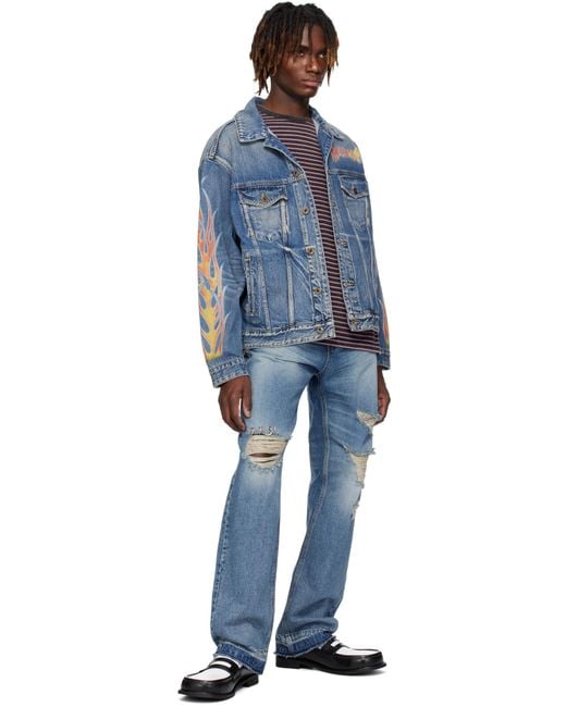 we11done Blue Flame Micro-Label Denim Jacket for men