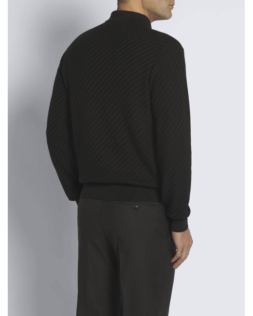 Brioni Black Trama Polo Shirt for men