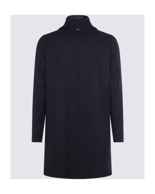 Herno Blue Single Breasted Long Coat for men