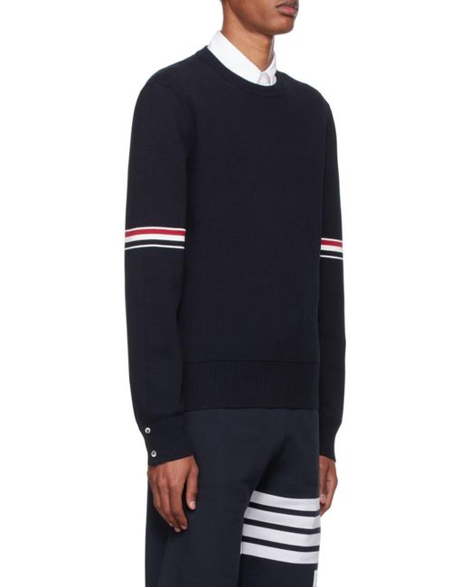 Thom Browne Black Stripe Trim Knitted Sweater for men