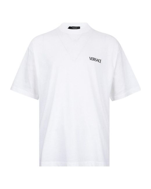 Versace White Logo Round-Neck T-Shirt for men