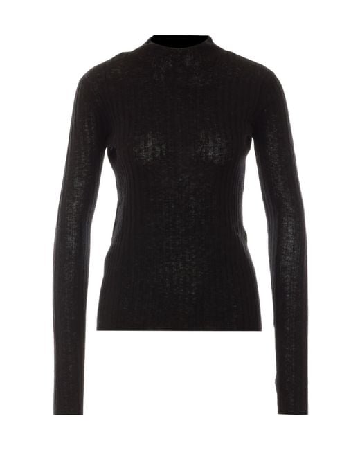 Pinko Black Ribbed Wool Sweater