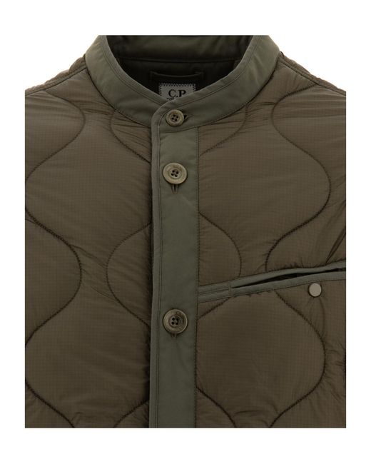 C P Company Green Liner Button-Up Padded Jacket for men