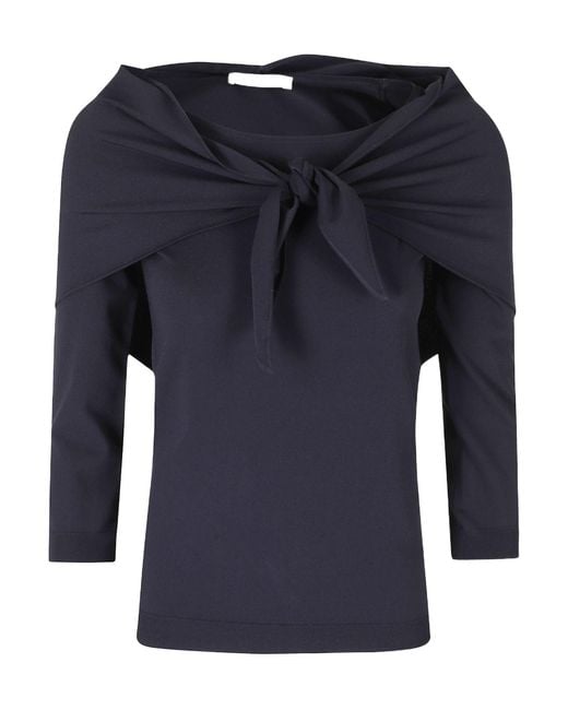 Max Mara Blue Boat-Neck Knit Top