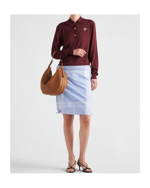 Prada Purple Silk Long-Sleeve Polo Shirt