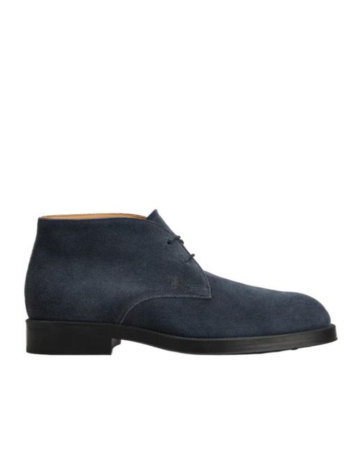 Tod's Blue Round Toe Lace-Up Boots for men