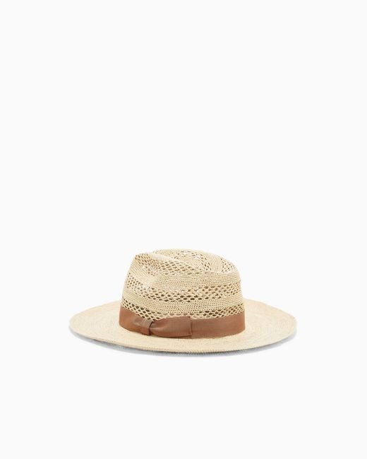 Giorgio Armani White Woven Hat for men