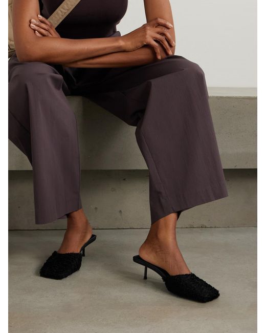 St. Agni Black Square-Toe Mules