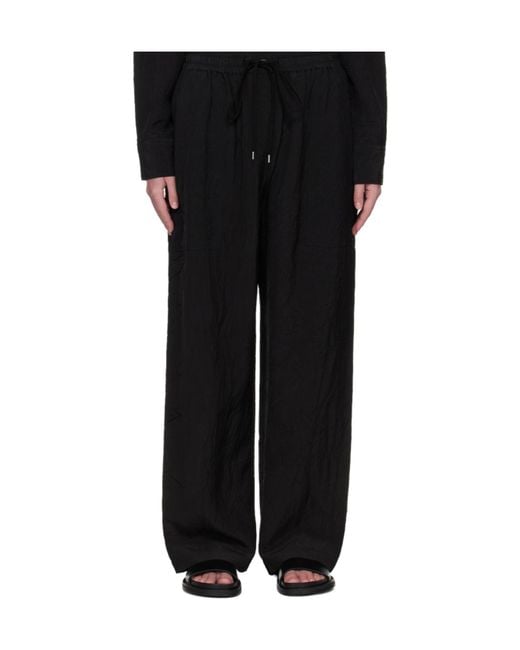 Studio Nicholson Black Capel Drawstring Straight-Leg Trousers