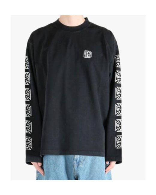 Vetements Black Biker Cross Logo Long-Sleeved T-Shirt for men