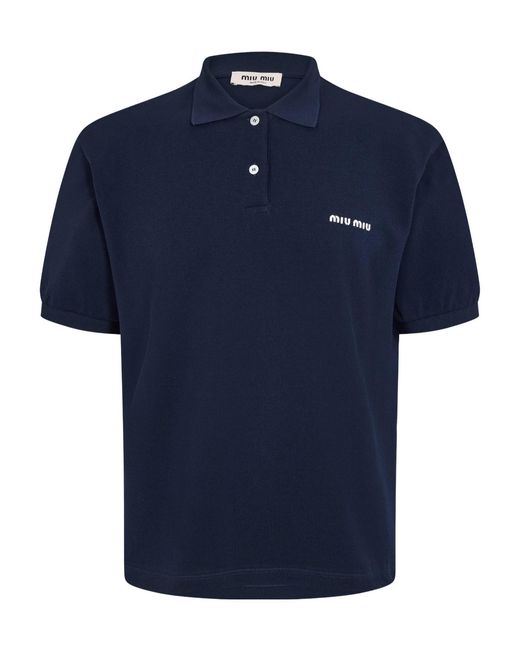 Miu Miu Blue Short-Sleeve Polo Shirt for men
