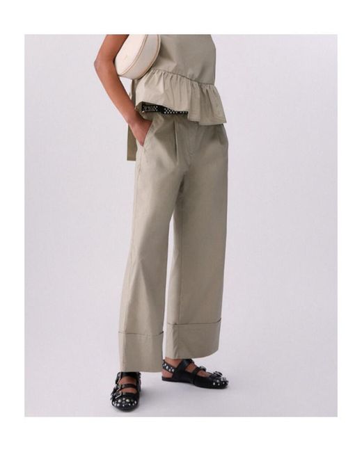 Liu Jo Natural Pleated Wide-Leg Pants