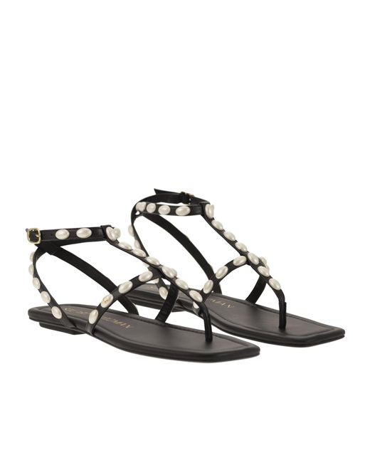 Stuart Weitzman Multicolor Embellished Pearlita Thong Sandals