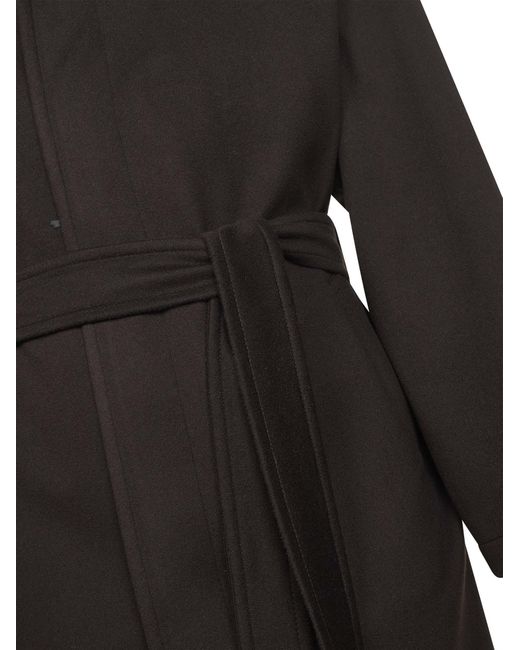 Tagliatore Black Belted Wool-Cashmere Coat for men
