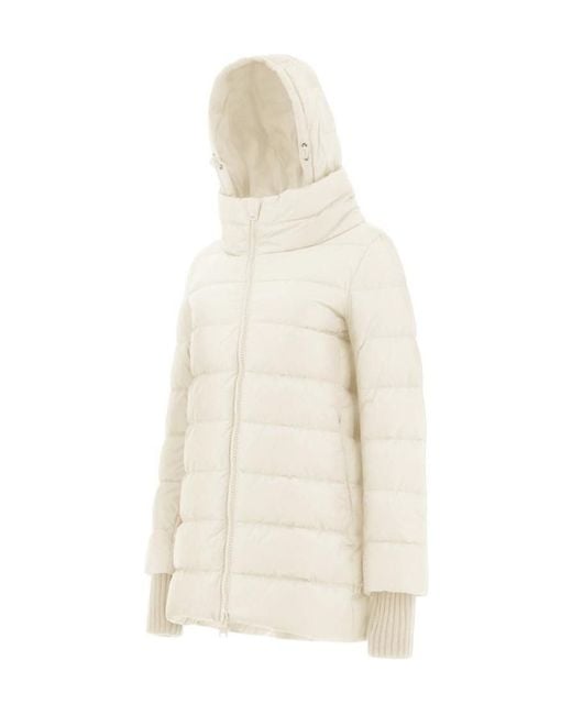 Herno White Zip-Up Hooded Down Jacket