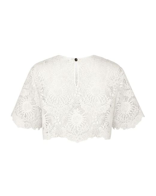 Dior White Christian Lace Detailed Cropped Top