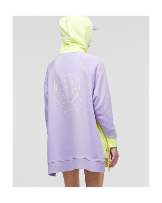 Karl Lagerfeld Yellow Logo Detailed Ikon 2.0 Bicolour Oversized Hoodie