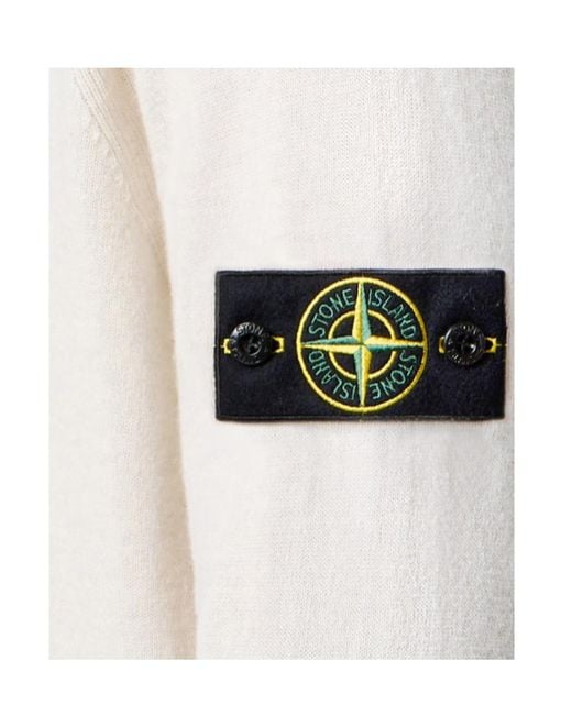 Stone Island White V-Neck Button-Up Cardigan for men