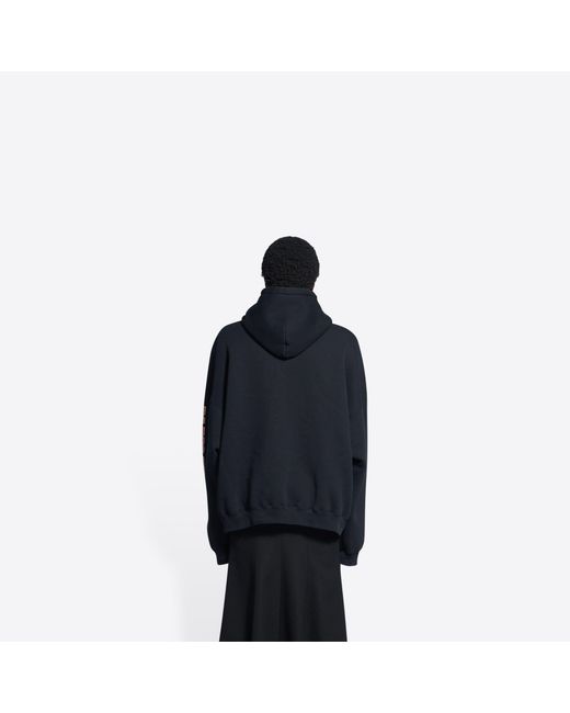 Balenciaga Blue Maison Wide Fit Hoodie for men