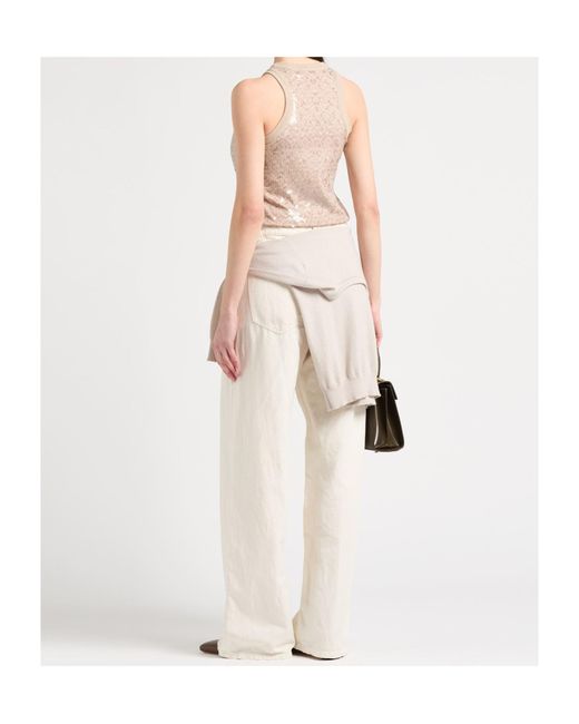 Brunello Cucinelli Natural Crew Neck Sequin Vest
