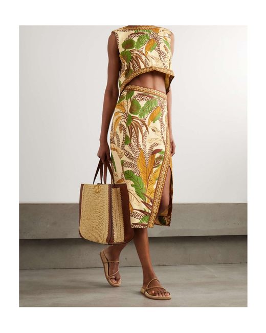 Farm Rio Multicolor Foliage Sketch Open Back Top