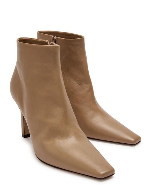 The Row Brown Carla 80 Leather Ankle Boots