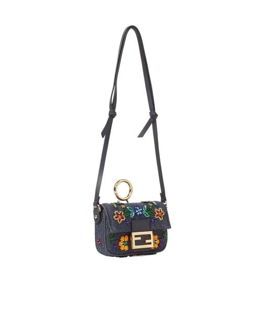 Fendi White Embellished Mini Shoulder Bag