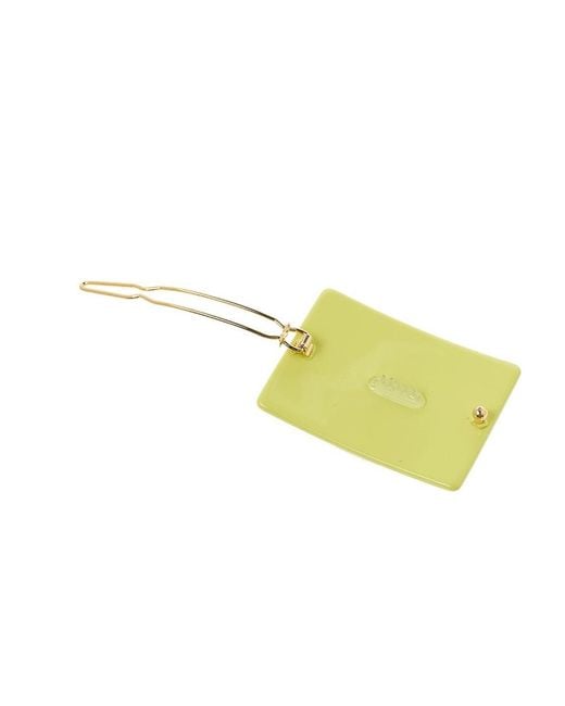 Fendi Yellow Logo Rectangular Hair Clip